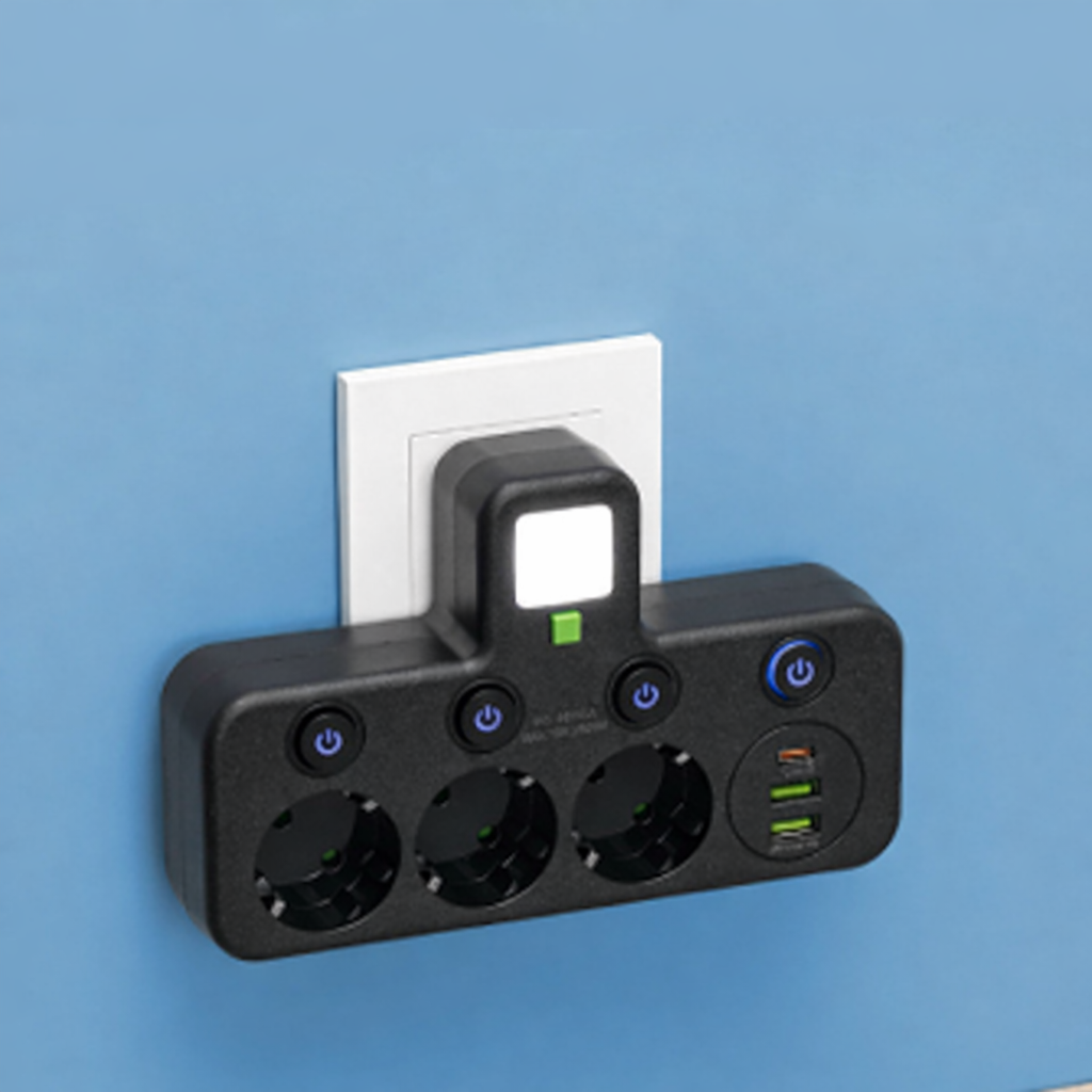 PowerHub™ – Grenuttag med USB-C & Nattlampa