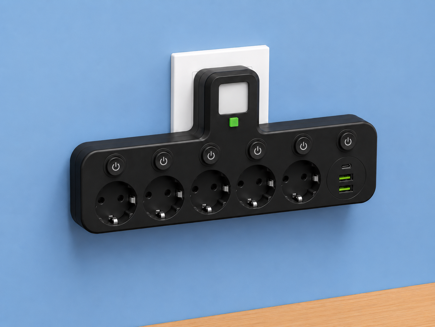 PowerHub™ – Grenuttag med USB-C & Nattlampa