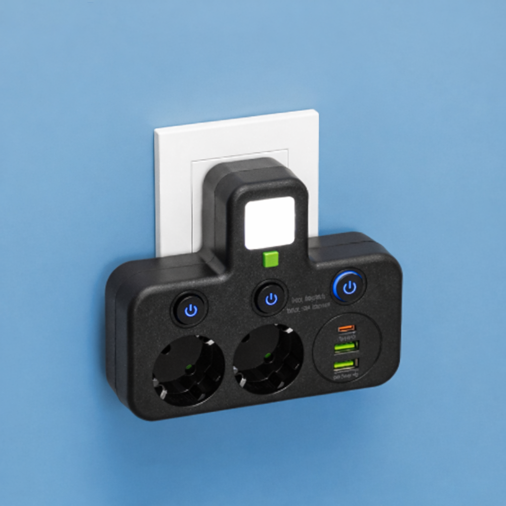 PowerHub™ – Grenuttag med USB-C & Nattlampa