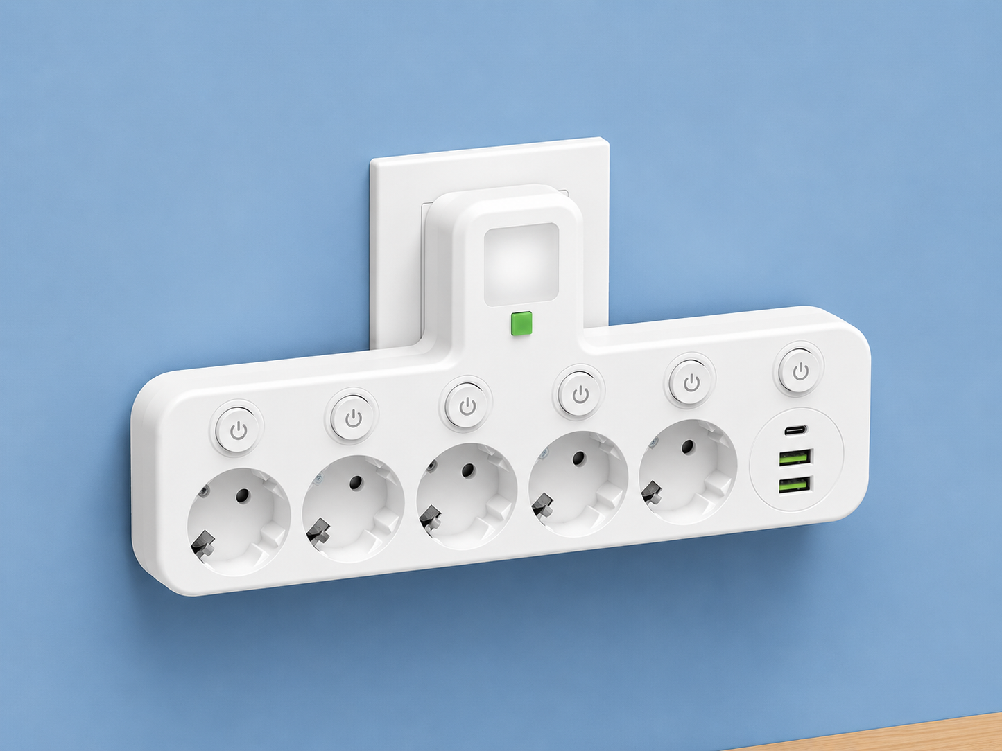 PowerHub™ – Grenuttag med USB-C & Nattlampa