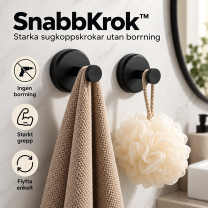 SnabbKrok™ | Starka sugkoppskrokar utan borrning