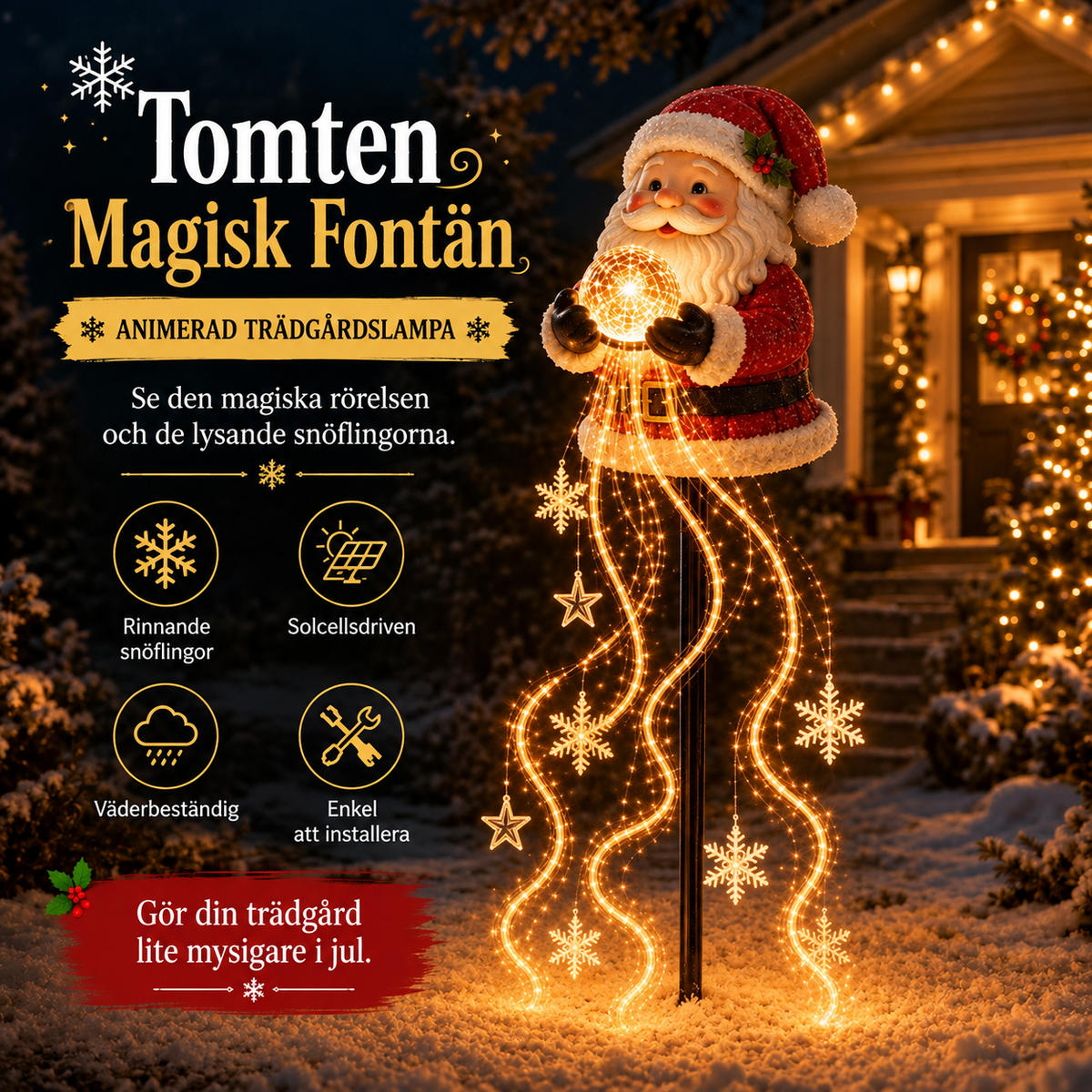 Snögubben™ – Solcellsdriven Trädgårdslampa